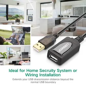 UGREEN 10323 USB 2.0 Active Extension Cable 15M – IC Signal Booster, 480Mbps USB-A Male to Female