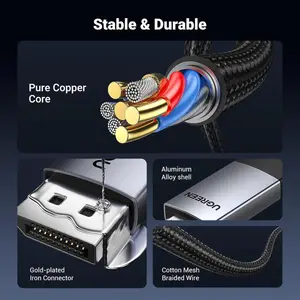UGREEN DisplayPort to HDMI 4K Braided Cable 3M | HDR HDCP DP to HDMI Converter