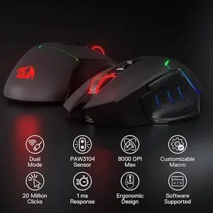 Redragon M690 Pro MIRAGE Pro Wireless RGB Gaming Mouse 8000 DPI Programmable Gamer Mouse
