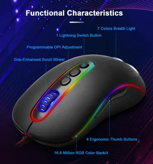 Redragon M702-2 PHOENIX RGB Wired Gaming Mouse 10000 DPI 10 Buttons Adjustable Weights Gaming Mouse