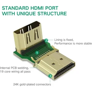 UGREEN Gold Plated 4K HDMI Male to Female Angle Connector