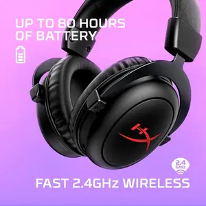 HyperX Cloud II Core Wireless Gaming Headset with DTS Headphone:X Spatial Audio, 80-Hour Battery, 2.4GHz Wireless, Detachable Noise-Cancelling Mic