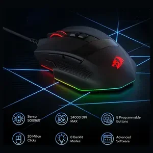 Redragon Stealth M923 Wired RGB Gaming Mouse – 10000 DPI Optical Sensor, 7 Programmable Buttons, Lightweight Ergonomic Gaming Mouse for FPS, MOBA & Esports