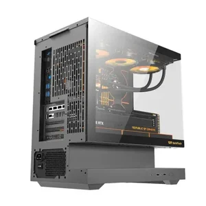 Darkflash FLOATRON F1 M-ATX Gaming PC Case Black - Floating Base Design, Tempered Glass with 6 Fans, Supports 425mm GPU & 360mm Radiator, USB-C