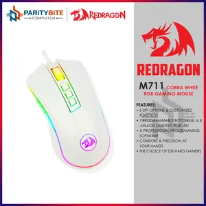 Redragon Cobra Chroma White M711 W Wired Gaming Mouse 16.8M RGB