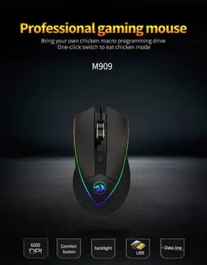 Redragon Emperor M909 RGB Wired Gaming Mouse 12400 DPI PixArt Optical Sensor 8 Buttons 7 Programmable RGB Esports Gaming Mouse