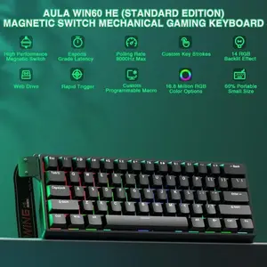 AULA Win60 HE Pro Light Grey + Dark Grey Meteor Magnetic Switch Mechanical Gaming Keyboard