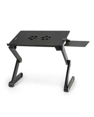 Laptop Cooling Table T8 Multifunctional Foldable Aluminum Laptop Stand with Dual USB Cooling Fans Adjustable Height Bed Desk for Gaming & Office Use