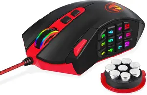 Redragon Perdition 2 M901-1 Wired RGB MMO Gaming Mouse – 24000 DPI Laser Sensor, 19 Programmable Buttons, 12 Side Macro Keys, Adjustable Weight System