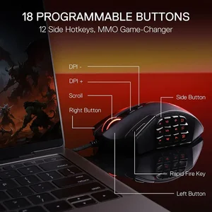 Redragon Azzinoth M921 RGB Wired Gaming Mouse – 12400 DPI Optical Sensor, 18 Programmable Buttons, RGB MMO Gaming Mouse with 12 Side Macro Keys