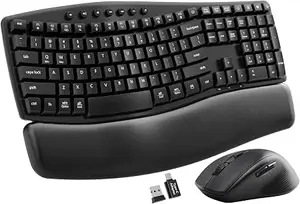 Logitech Wave Keys Ergonomic Wireless Keyboard Graphite - Cushioned Palm Rest, Bluetooth, Multi-Device (920-012334)