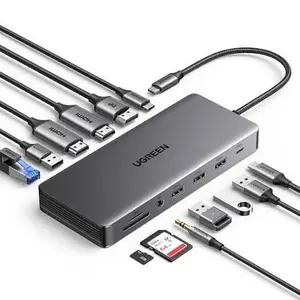 UGREEN USB-C to 2x USB-A 3.2 2x USB-A 3.0 1x USB-C 3.2 2x HDMI DP RJ45 SD TF 3.5mm PD Port Converter 13-in-1 10Gbps