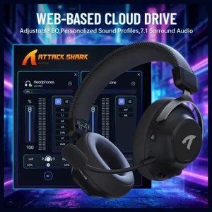 Attack Shark L50 PRO Tri-Mode Wireless Gaming Headset – 53mm Drivers, 7.1 Surround, AI Noise-Cancelling Mic, White