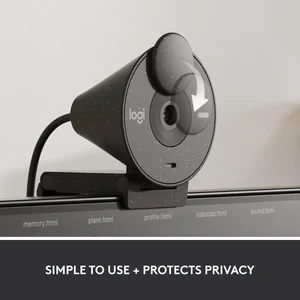 Logitech Brio 305 Business Series Full HD 1080p USB-C Webcam Graphite - Auto Light Correction, Privacy Shutter (960-001469)