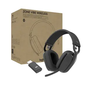 Logitech ZONE Vibe Wireless Bluetooth Headset Graphite - Noise-Cancelling Microphone, Multi-Device (981-001157)