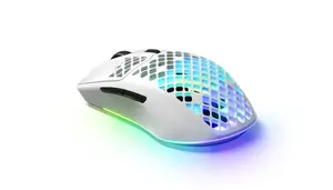 SteelSeries Aerox 3 Onyx Gaming Mouse Snow White – Ultra Lightweight 59g RGB Gaming Mouse, TrueMove Core Sensor, AquaBarrier™ Protection