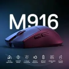 Redragon K1NG M916 Standard 1K Tri-Mode Wireless Gaming Mouse – 12000 DPI Optical Sensor, Bluetooth 5.0, 2.4GHz Wireless & Wired Ultra-Lightweight Gaming Mouse
