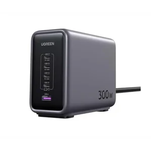 UGREEN Nexode 300W 5-Port GaN Fast Charger EU Plug – PD 3.1 Desktop Charging Station with 140W USB-C, Multiport USB Charger for Laptops, Tablets & Smartphones