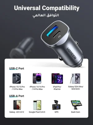 UGREEN 24W Dual USB-A Car Charger Space Grey | Fast Charging 2-Port USB Car Adapter for iPhone, Samsung, Xiaomi, Tablets & GPS Devices