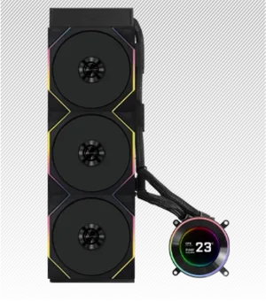Lian Li GHS2LCD36B HydroShift II LCD-C 360N Fanless 360mm AIO Liquid CPU Cooler – Black, LCD Display Pump Head