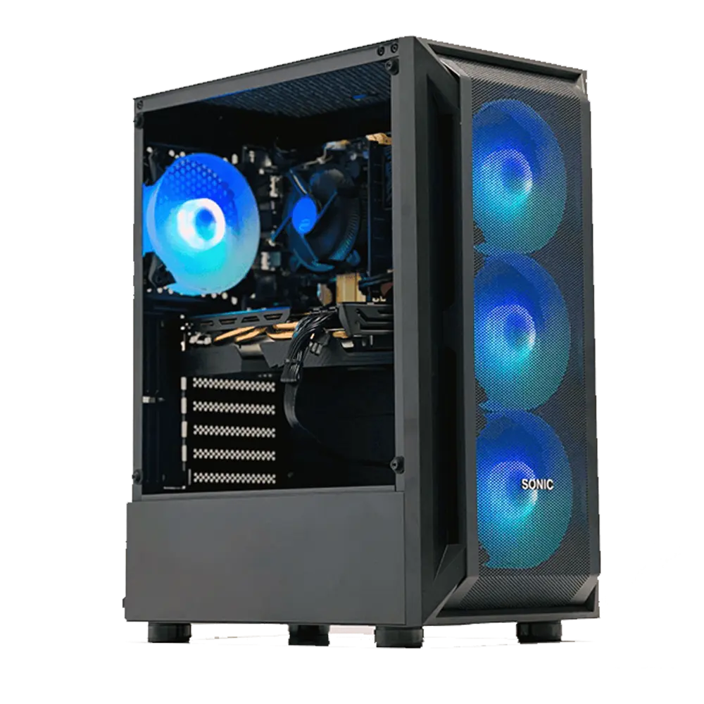 SONIC R19 Black Gaming Case With 3 RGB Fans & Tempered Glass Side Panel