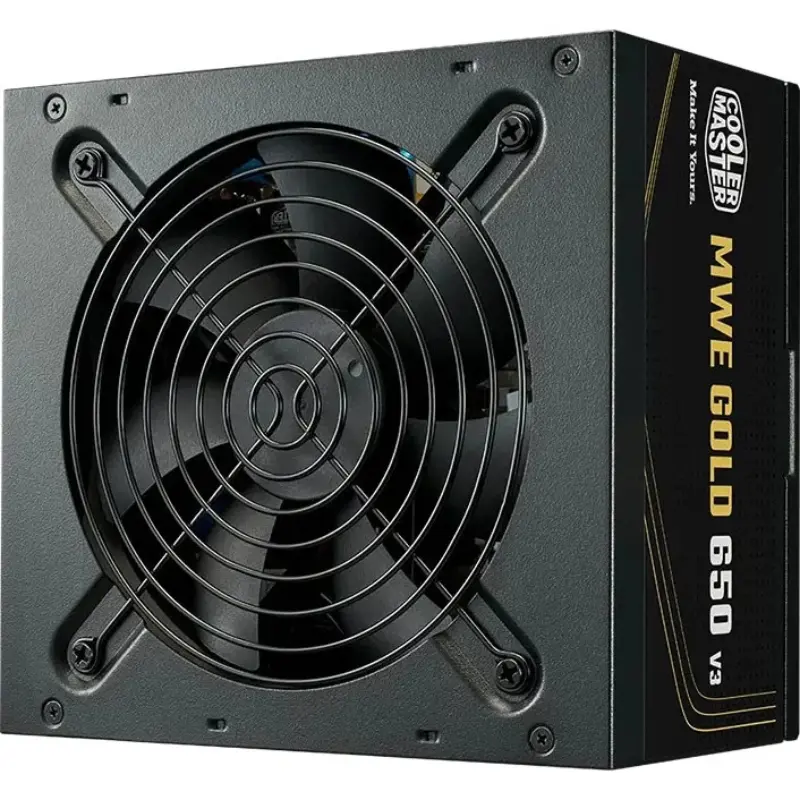 Cooler Master MWE Gold 650 V3 Non-Modular PSU, 650W, 80 Plus Gold, ATX 3.1, Zero RPM Mode