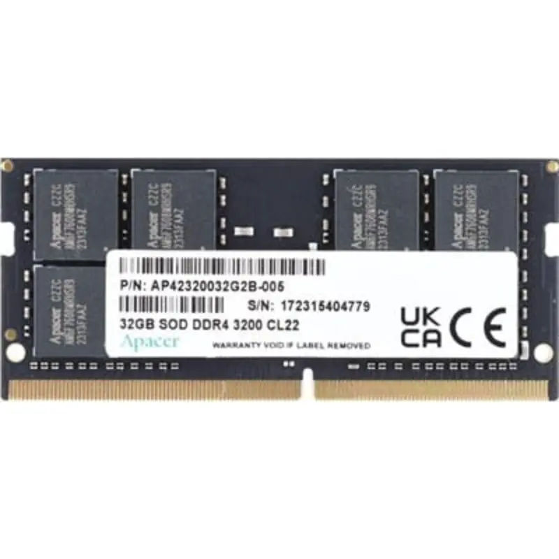 Apacer 32GB DDR4 SODIMM Laptop Memory, 3200MHz, CL22 1.2V in