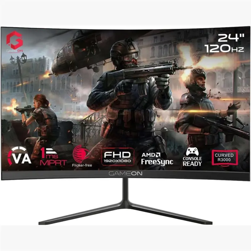 GAMEON GOC24F120VA 24" Curved Gaming Monitor - 120Hz, 1ms, HDMI 2.1, PS5 & Xbox Compatible