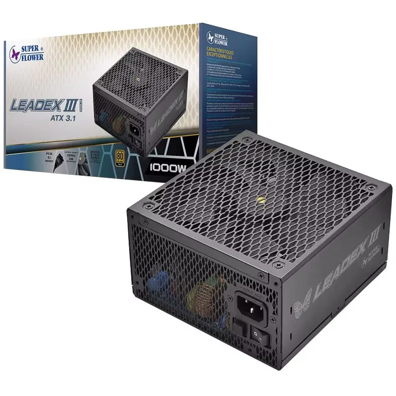 Super Flower LEADEX III GOLD UP 1000W Power Supply, ATX 3.1, PCIe 5.1 Ready, 80 PLUS Gold Certified, Full Modular, 140mm FDB Fan