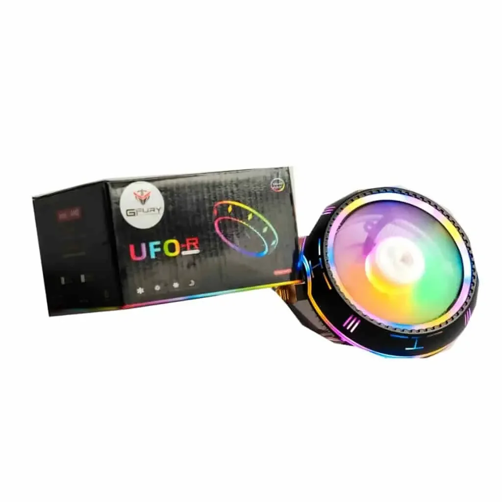 GFURY UFO-R RGB CPU Air Cooler | Universal Intel LGA 1366 & AMD AM2 Compatible Low Noise Rainbow Light Cooling Fan for Desktop PC