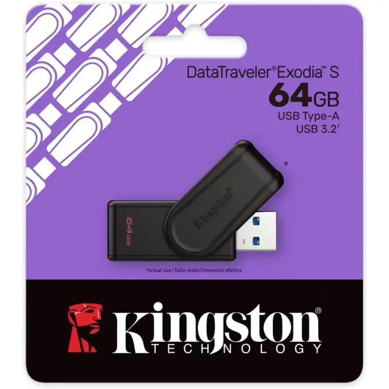 Kingston DataTraveler Exodia S 64GB USB 3.2 Gen 1 Flash Drive DTXS/64GB Swivel Cap High Speed Portable Pen Drive USB Storage Device