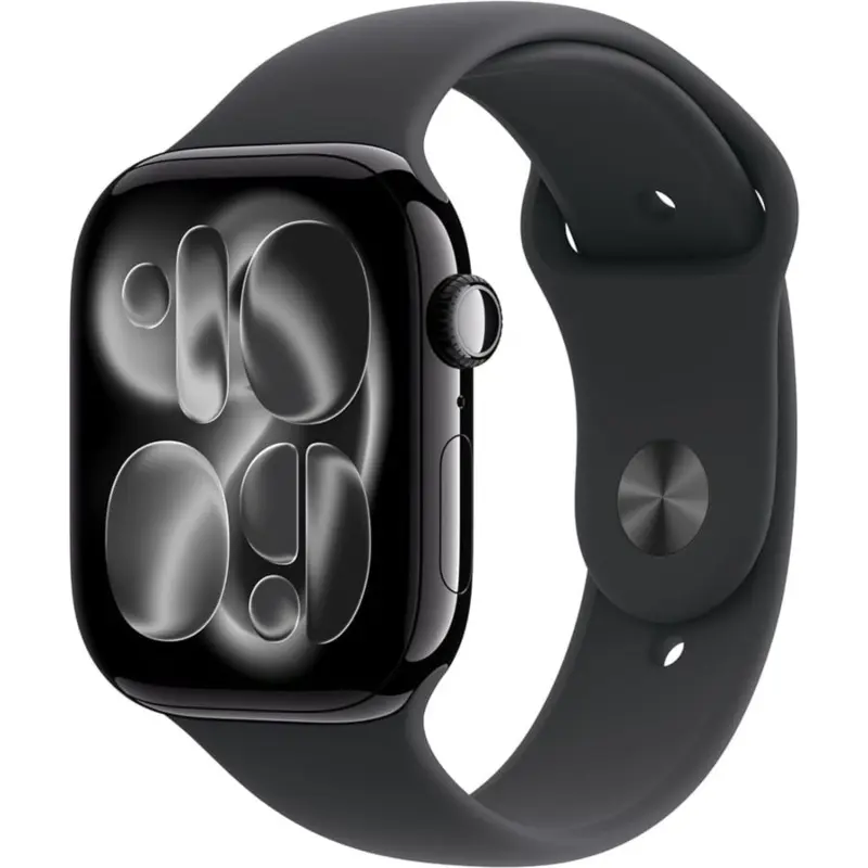 Apple Watch Series 11 GPS 46mm Jet Black Aluminum Case with Black Sport Band M/L Smartwatch