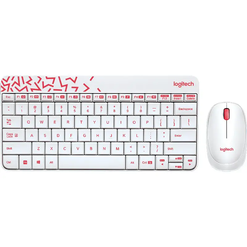 Logitech MK240 NANO Wireless Keyboard and Mouse Combo - White / Vivid Red