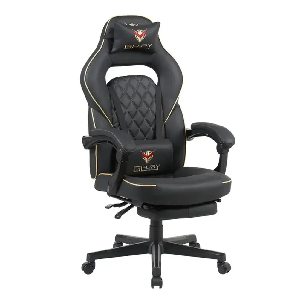 GFURY GF-KW-M7308-2 Gaming Chair Black Gold PU Leather Adjustable Armrest Ergonomic Racing Style Gaming Chair Class 4 Gas Lift Pakistan