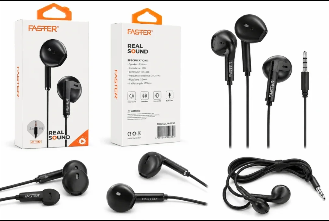Faster J25 Wired Earphones – 3.5mm, Pure Sound, Comfort Fit, Widely Compatible