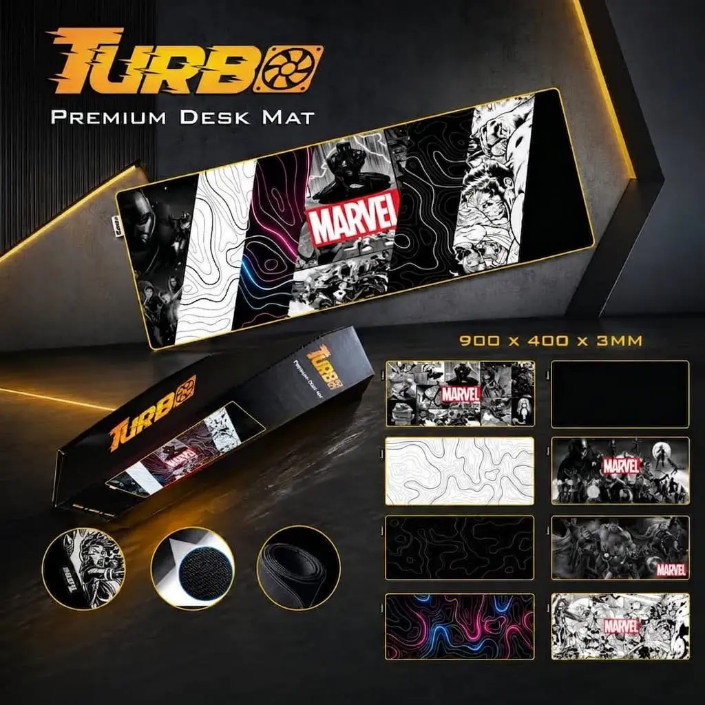 TURBO Premium Marvel Gaming Desk Mat – 900 x 400 x 3mm, Extended XXL Mouse Pad, Anti-Slip Base