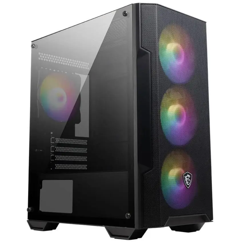 MSI MAG Forge M100A Micro-ATX Gaming Case - Tempered Glass, 4x ARGB Fans, Airflow Design, Compact Gaming Chassis