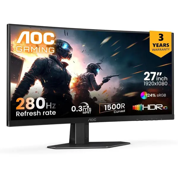 AOC C27G4ZE 27" 280Hz Curved Ultra-Fast Gaming Monitor
