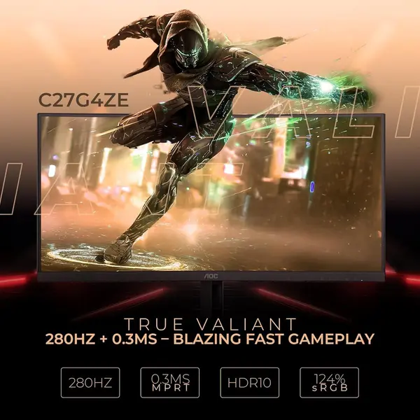 AOC C27G4ZE 27" 280Hz Curved Ultra-Fast Gaming Monitor