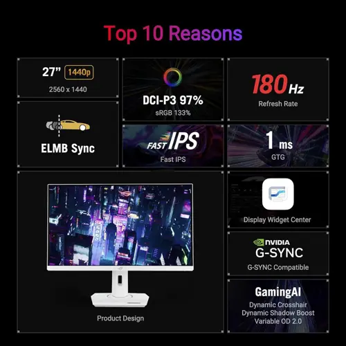 ASUS ROG STRIX  XG27ACS-W 27” QHD (2560x1440) HDR400 USB-C GAMING MONITOR 