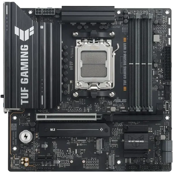 Asus Tuf Gaming B850M-E WiFi mATX Motherboard, 8+2+1 80A DrMOS Power Stages, DDR5, PCIe 5.0, Three M.2 Slots, WiFi 6E, 2.5Gb Ethernet, DisplayPort, HDMI, Rear USB-C 10Gbps and Front USB-C 5Gbps