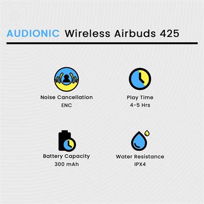 Audionic Wireless Airbuds 425 | Clear Sound, Long Battery Life, Bluetooth Connectivity