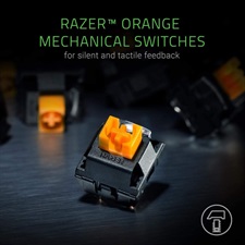 Razer BlackWidow Lite Gaming Keyboard Orange Mechanical Switch Black - White