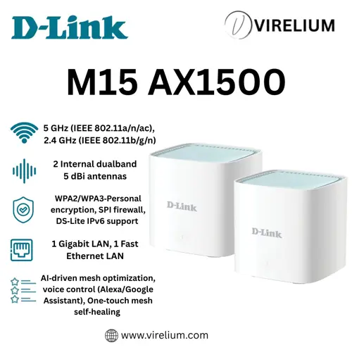 D-Link EAGLE PRO AI M15 AX1500 Wi-Fi 6 Mesh Router