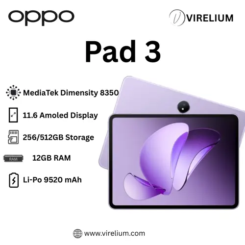 OPPO Pad 3 | 11.6″ 144Hz Display | MediaTek Dimensity 8350 | 256/512 GB Storage | 12GB RAM