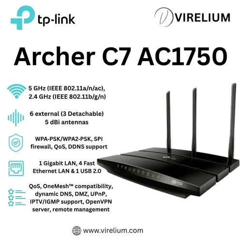 TP‑Link Archer C7 AC1750 Wireless Dual‑Band Gigabit Router