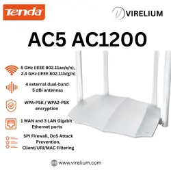 Tenda AC5 AC1200 | Version 3.0 | Dual Band WiFi Router | Used
