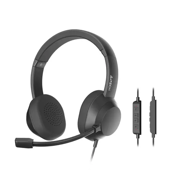 A4-TECH FH150U Conference Headset – USB Wired Headset with Microphone (Black)