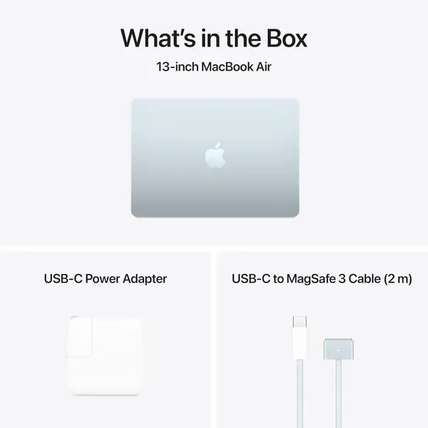 Apple MacBook Air 13.6″ MC6T4 (M4, 10-Core Chip) | 16GB Unified Memory | 256GB SSD | 8-Core GPU | Liquid Retina Display | Sky Blue | macOS | 1-Year Warranty