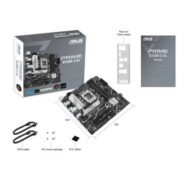 ASUS PRIME B760M-A D4 Motherboard – Intel B760 Chipset, LGA1700, DDR4, PCIe 4.0, Dual M.2, 2.5Gb Ethernet, Micro-ATX